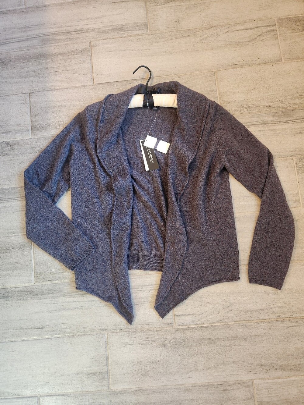 Banana Republic Cardigan Women's XL Grey 100% Cashmere Knit Open Front New $150